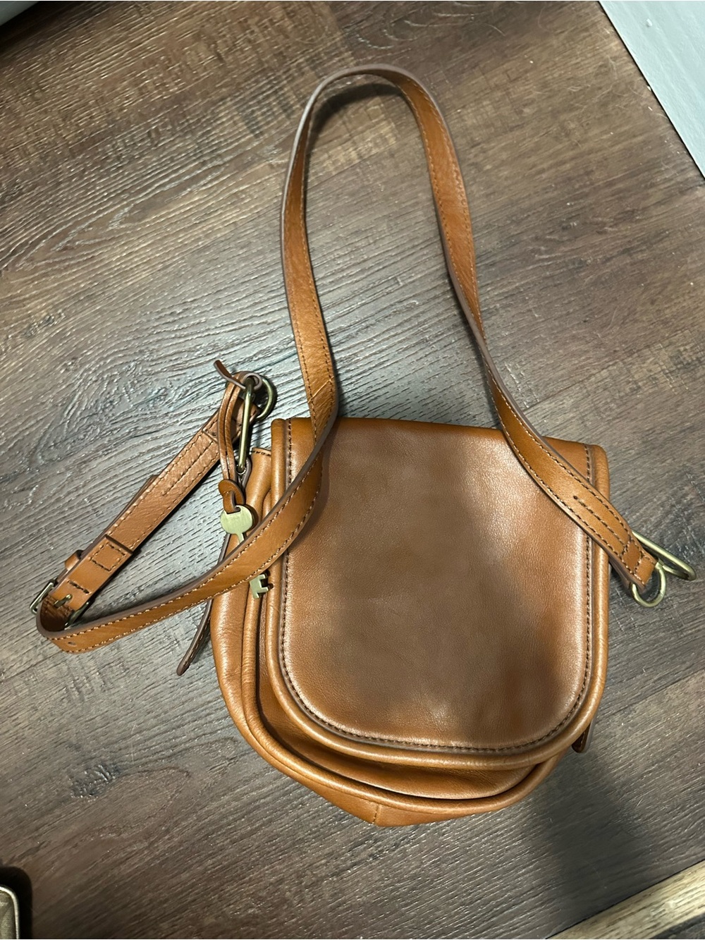 Fossil Classic Saddle Crossbody Bag in Chestnut Brown